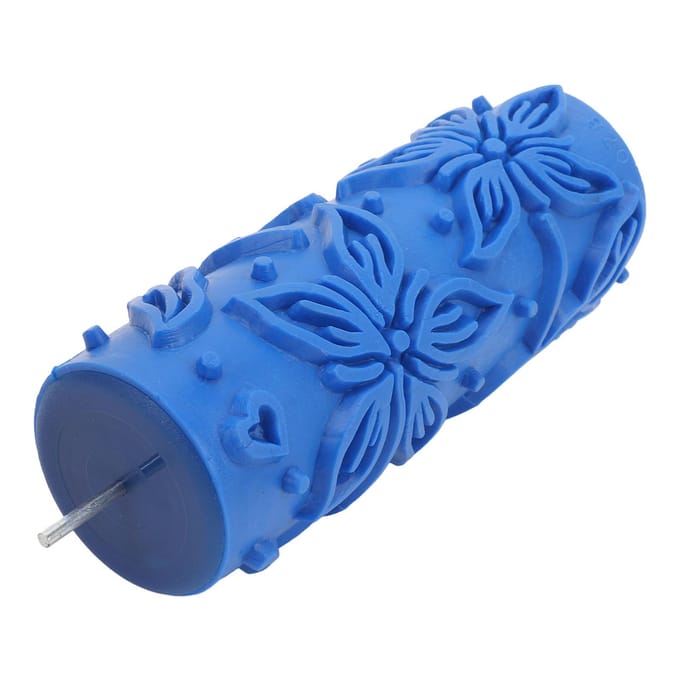 5 inch Patroon Verfroller Herbruikbare Textuur Rubber Roller Decoratieve Kunst Rubber Roller voor Muur blue