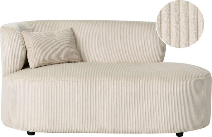 BELIANI VANVEY - Chaise longue - Beige - Linkszijdig - Corduroy