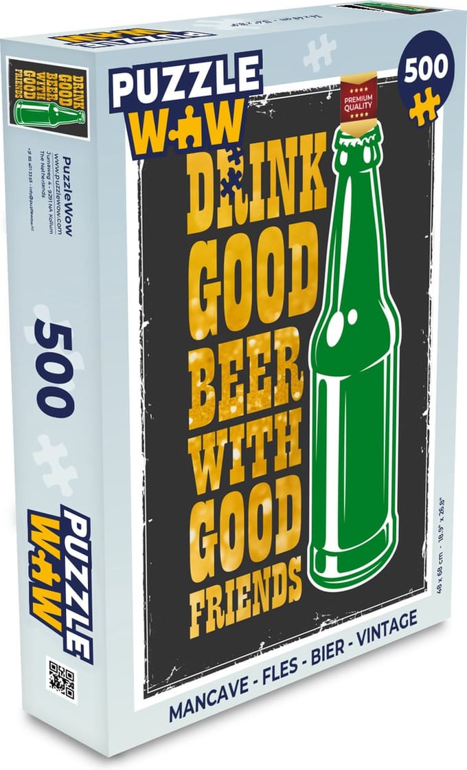 Puzzel Mancave - Fles - Bier - Vintage - Legpuzzel - Puzzel 500 stukjes