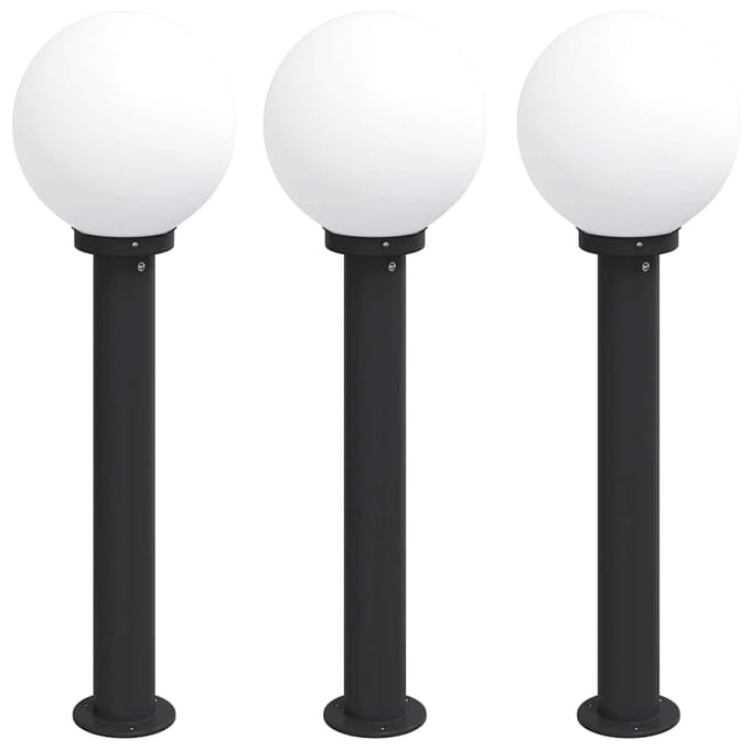 vidaXL Bolderverlichting 3 stuks 80 cm Zwart IP44