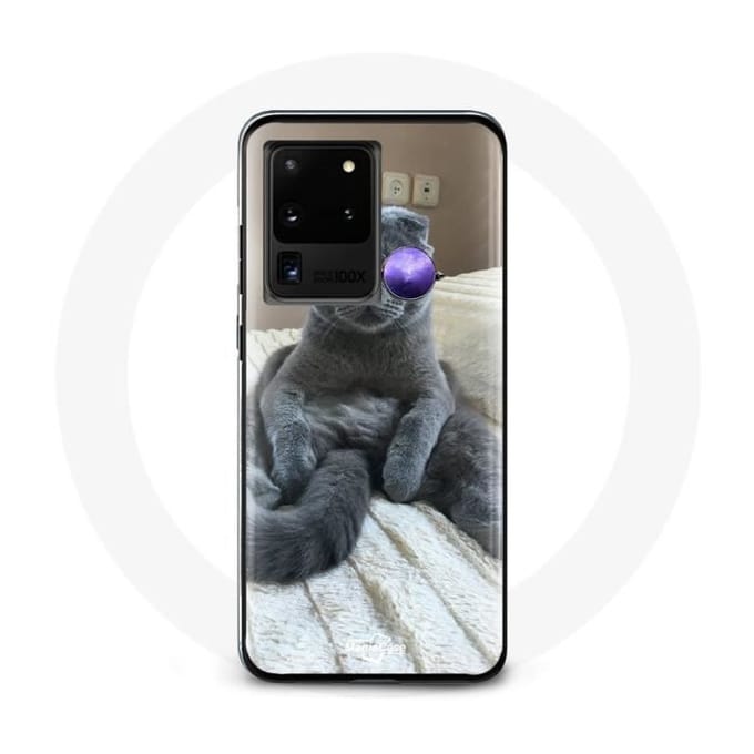 Coque pour Samsung Galaxy S20 Ultra Chat avec Lunettes de vue violettes