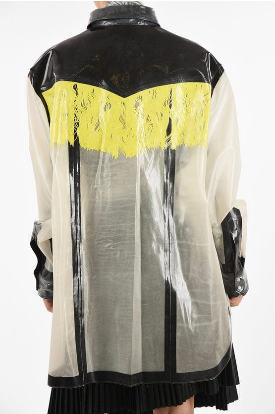 MM0 Lak Oversize Overhemd met Drukknoop in Wit, Grijs