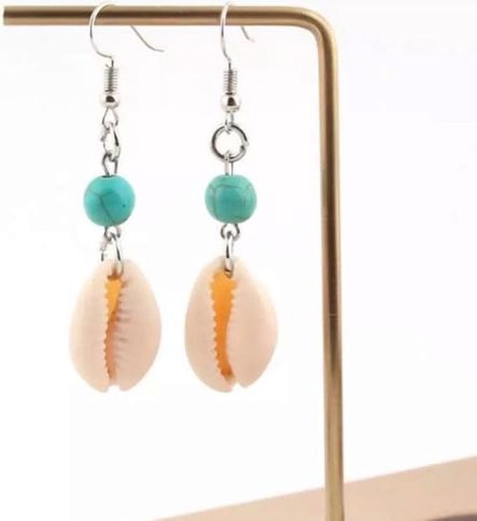 Jomide Schelp oorhangers - Bohemian Turquoise