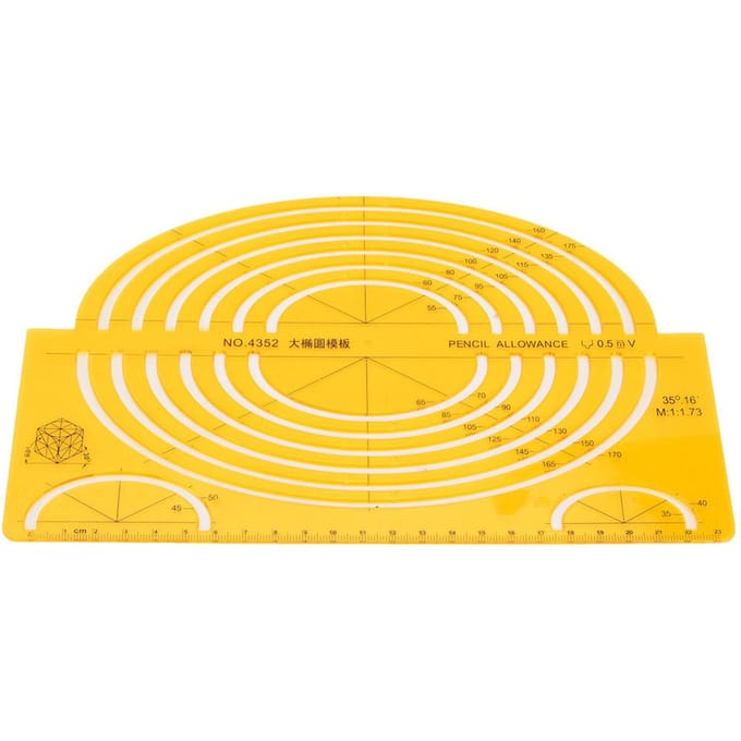 Modèle de dessin architectural multifonctionnel et durable, règle géométrique creuse (4352) yellow