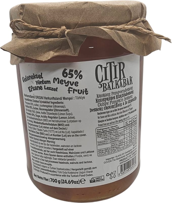 Nutto Knapperige Pompoenjam - handgemaakt met 65% fruit - 700 gr