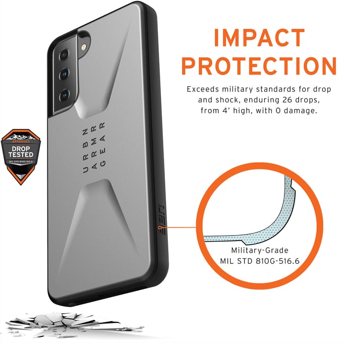 UAG Civilian Backcover voor de Samsung Galaxy S21 Plus - Silver