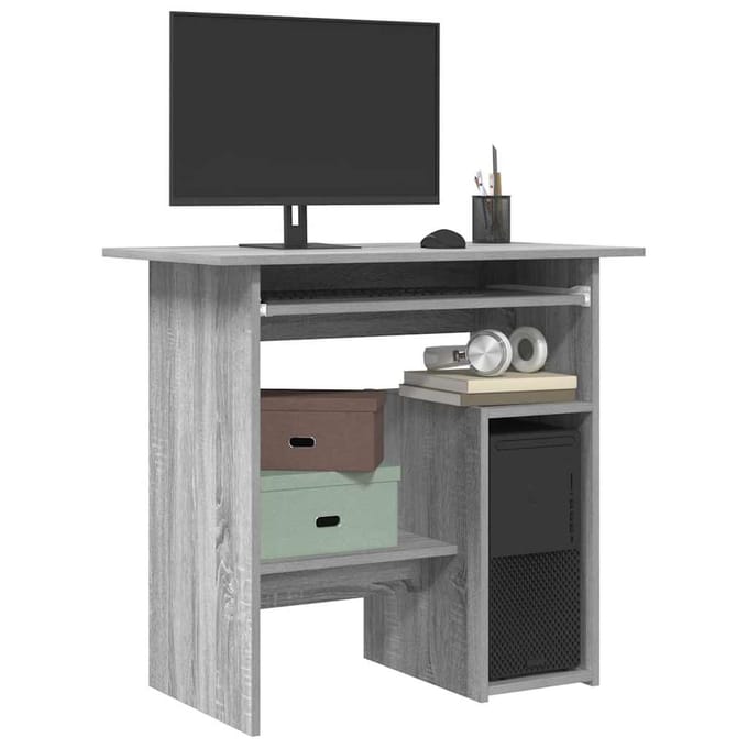 vidaXL - Bureau - 80x45x74 - cm - bewerkt - hout - grijs - sonoma - eikenkleurig
