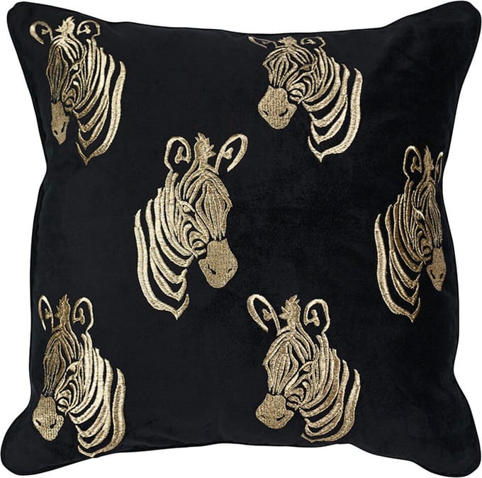 Sierkussen - Fluweel Zebra * - Zwart - 45 Cm X 45 Cm