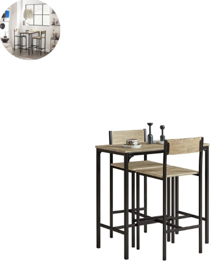 Bartafel keuken - Bartafel Set - Barkruk - Barstoel - Keukenstoel - Voetsteun - Zwart