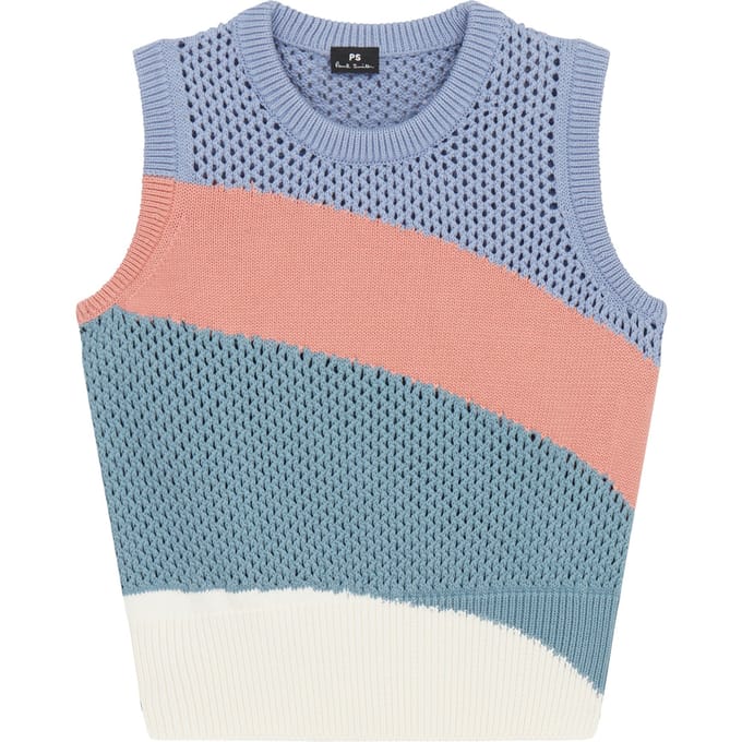 Paul Smith Womens Knitted Vest Crew Neck Blue Größe: M | Pullover Outlet | Damen | Blau