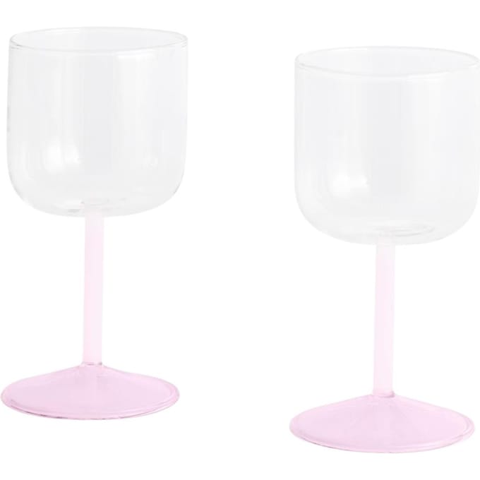 HAY - Tint wijnglas set van 2 - Helder, jade lichtroze en lichtroze