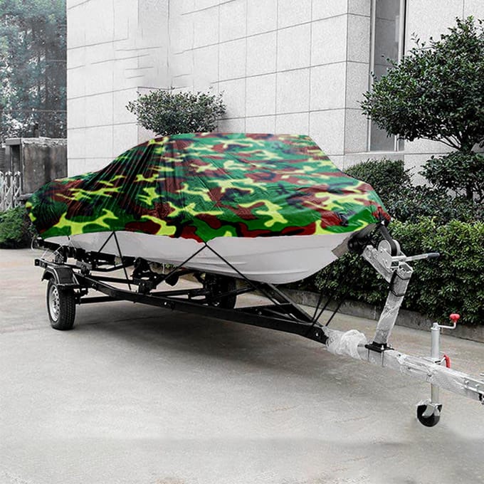 Couverture de bateau Protection tous temps couvertures complètes avec bande réglable et boucle Style Camouflage 11-13FT camouflage