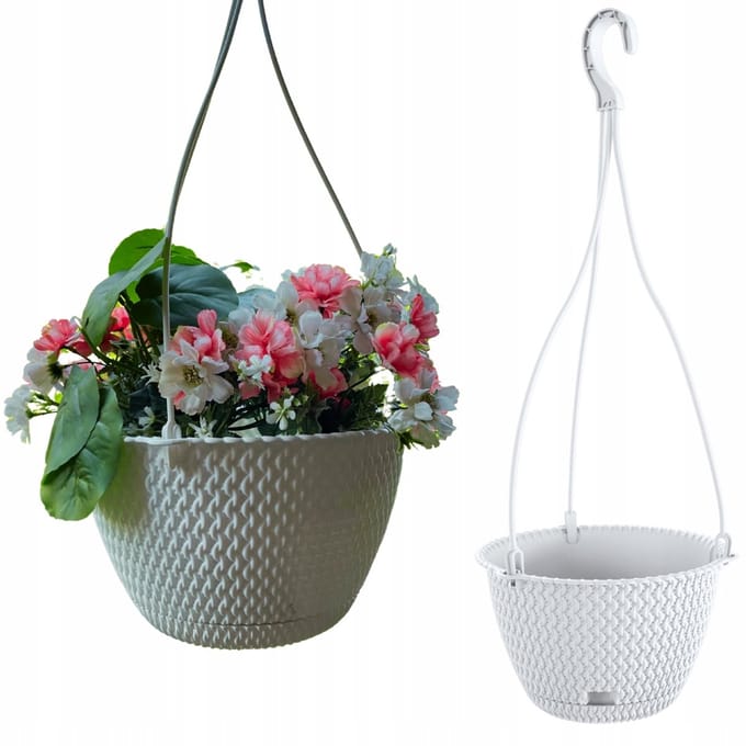 Hangende Pot 27CM Wit Rotan Look Kunststof