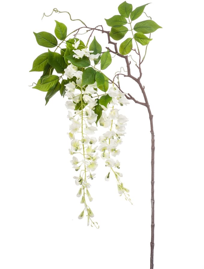 Emerald - Kunstbloem Blauweregen wit 145cm - Kunstplant voor binnen
