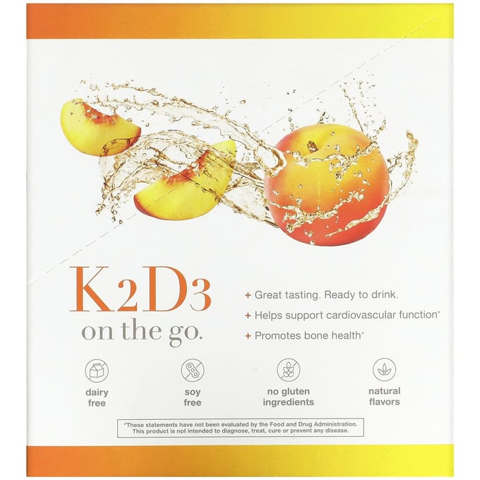 Youtheory, K2D3 On the Go, Perziksmaak, 12 pakjes, 1 fl oz (30 ml) elk