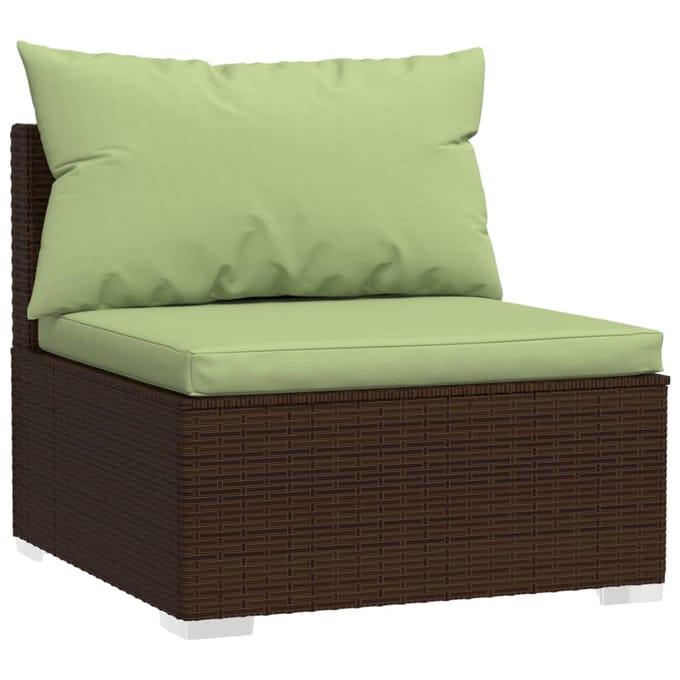vidaXL - Bank - 3-zits - met - kussens - poly - rattan - bruin