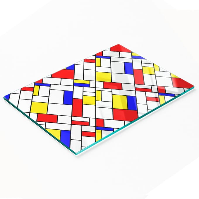 Keukenplank van gehard glas met decoratieve abstracte afbeeldingen, 80x52 cm
