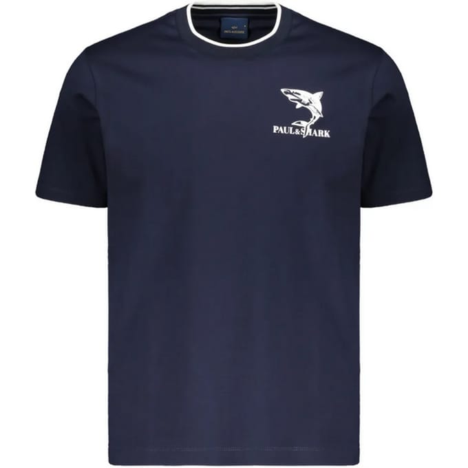 t-shirt met blauwe borstafdruk