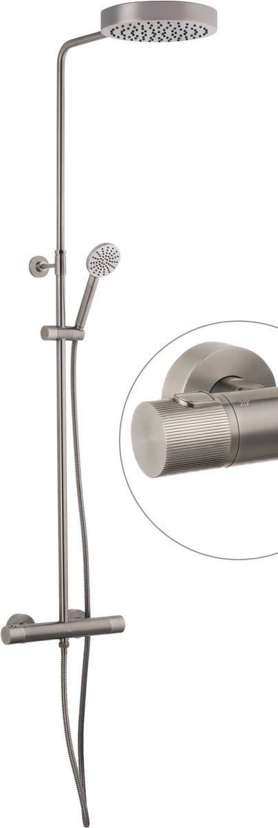Ben Engraved Line regendoucheset Ø25cm gunmetal pvd-coating