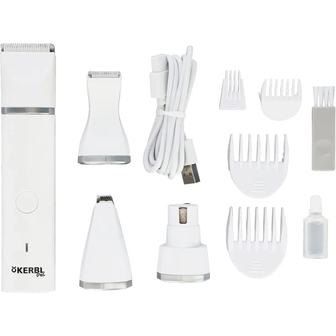 Kerbl Huisdier snoerloze Multi-trimmer 4in1 wit hond