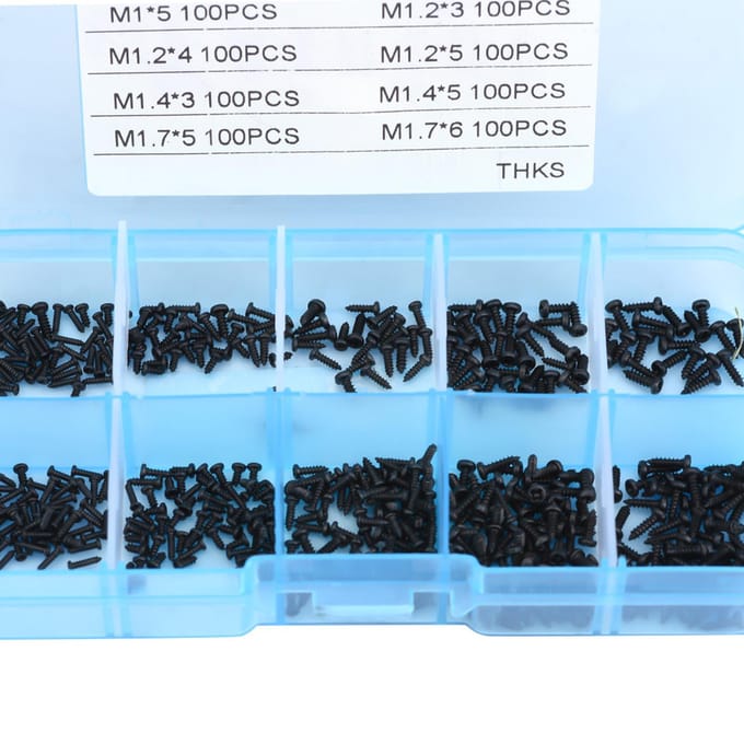 1000 stuks Kleine Schroeven Kruiskop Zelfborende Bouten Assortimentskit M1 M1.2 M1.4 M1.7