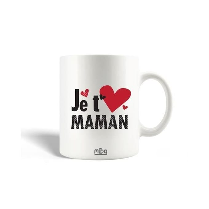 Mug - Je t'aime maman - Céramique - Blanc - 30cl - Compatible lave-vaisselle