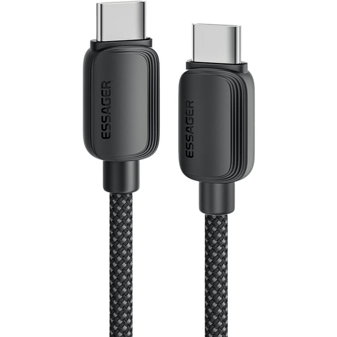 Essager 100W Gewoven Smartphone en Laptop USB-C naar USB-C Kabel Zwart 3m