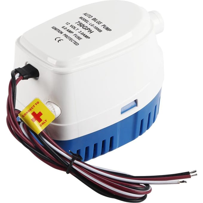 12V 750GPH Automatische Dompelpomp voor Bilgewater met Vlotterschakelaar voor Boot white