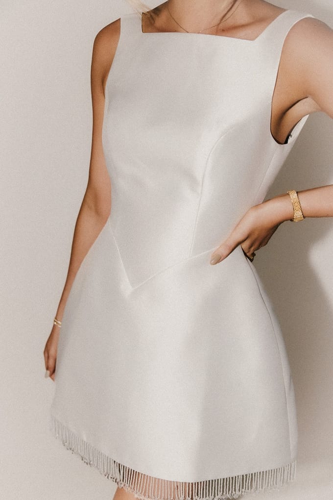 Odd Muse Embellished Mini Dress White Größe: L REG | Minikleider Outlet | Damen | Weiß
