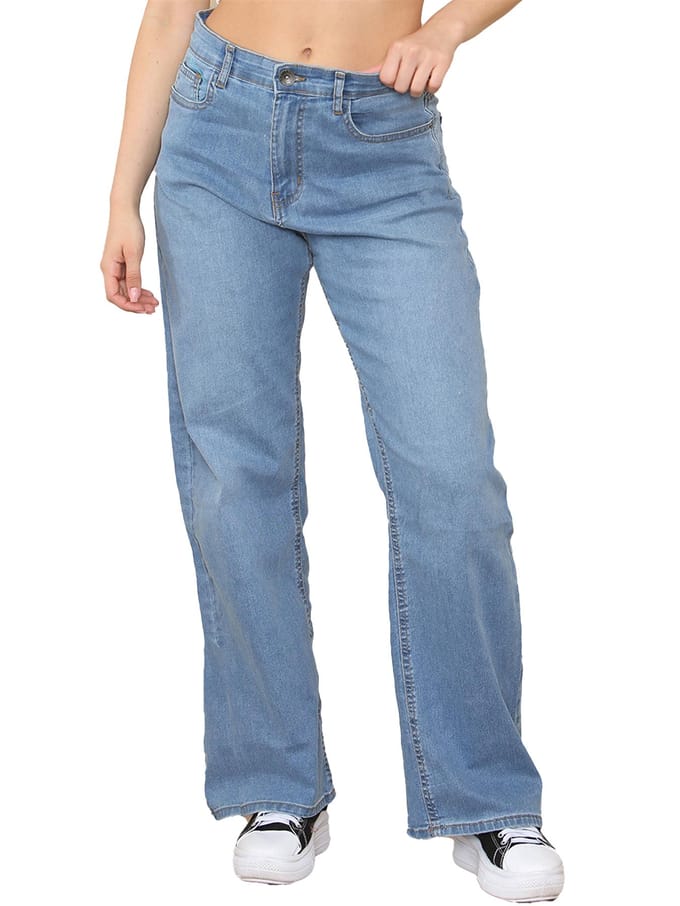Enzo | Jeans met wijde pijpen voor dames - Lichtblauw