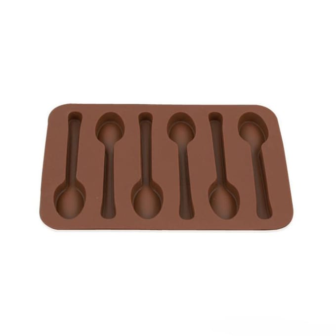 Moule à chocolat en Silicone, cuillère, outils de cuisson, antiadhésif, à biscuits, à gâteaux, à gelée et à bonbons, 3D, DIY marron