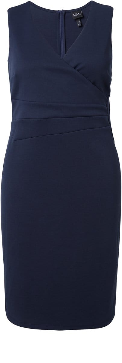 Ulla Popken - Dames - Scuba jurk mouwloos gedrapeerd - Marine - Maat 54