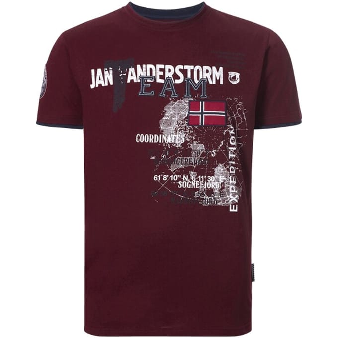 Jan Vanderstorm herren T-Shirt - 68/70 - donkerrood - Plus Size