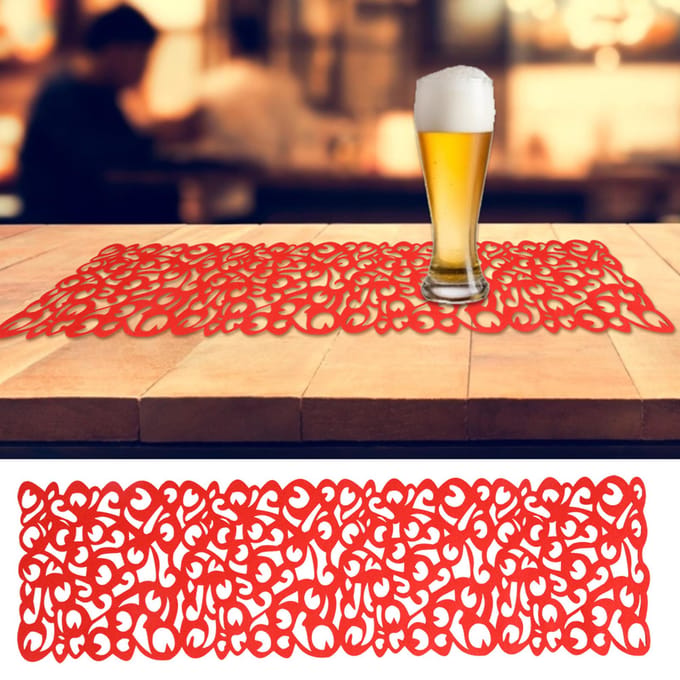 Chemin de table rectangulaire en feutre, sets de table, décorations pour la maison(rouge)