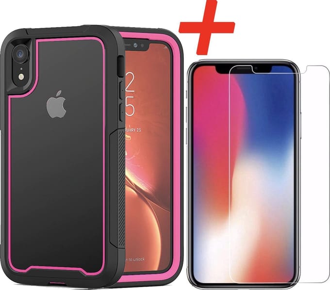 Backcover geschikt voor Apple iPhone XR - Roze - Shockproof + Glas Protector