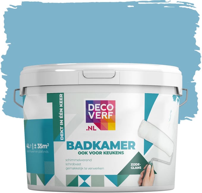 Decoverf badkamerverf confetti blauw, 4L