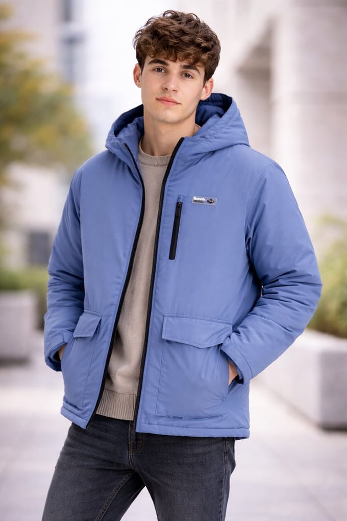 Bench heren winterjas met capuchon – blauw – maat L