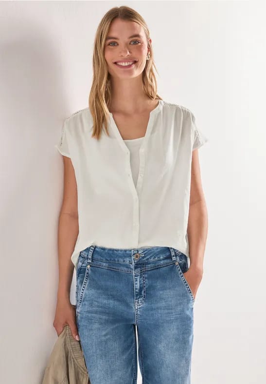 Blouse met overhangende schouders en tape