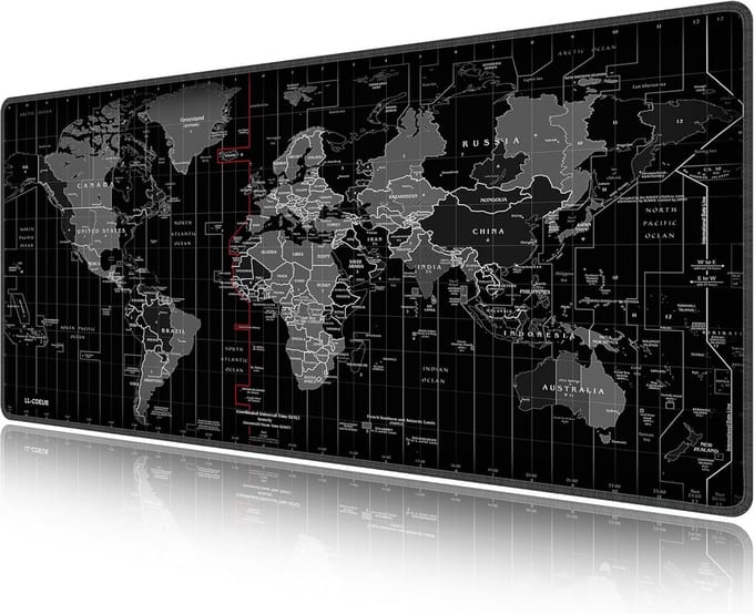 Extra Grote Antislip Bureauonderlegger met Wereldkaart voor Computer en Kantoor