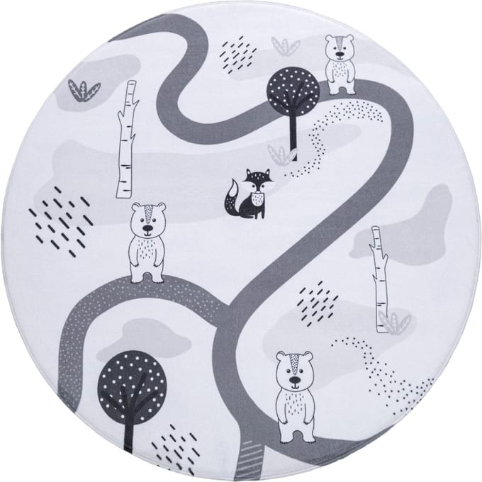 Kindertapijt wasbaar Chiko wit 80 cm rond