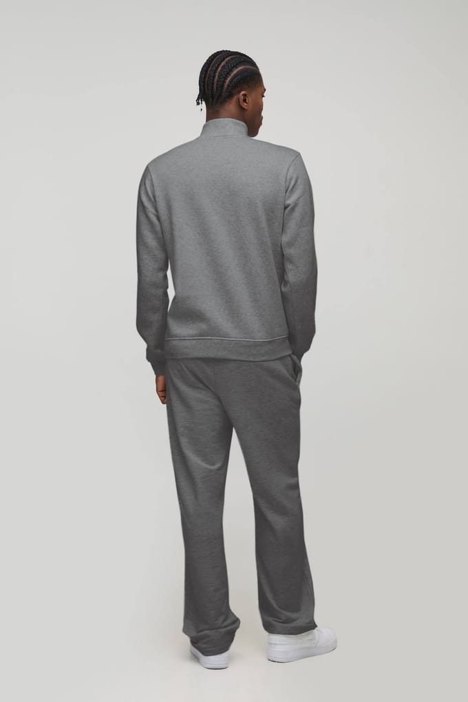 Regular Essential Quarter Zip Funnel Neck Sweatshirt | Grey | Size Small