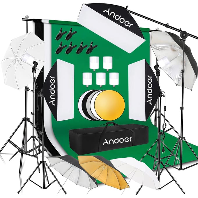 Andoer Professionele studiofotografie Softbox-lichtset inclusief 50 * 70 cm softboxen / fotografie US Plug green
