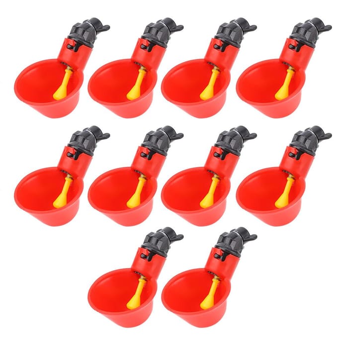 10 stuks Plastic Automatische Pluimvee Vogel Water Drink Dispenser Kip Water Drinker Gereedschap(C) red