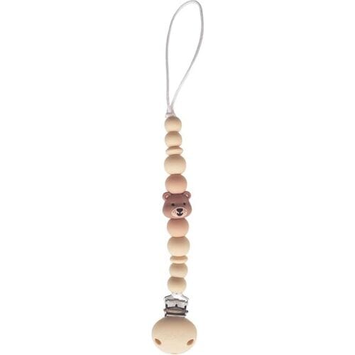 Chewies & More Clip speenkoord Silicone Bear Beigebrown unisex