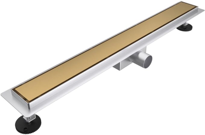 FugaFlow Eccelente Anta douchegoot - 100cm - gesloten rooster - vloerflens - Geborsteld Messing PVD (Goud)