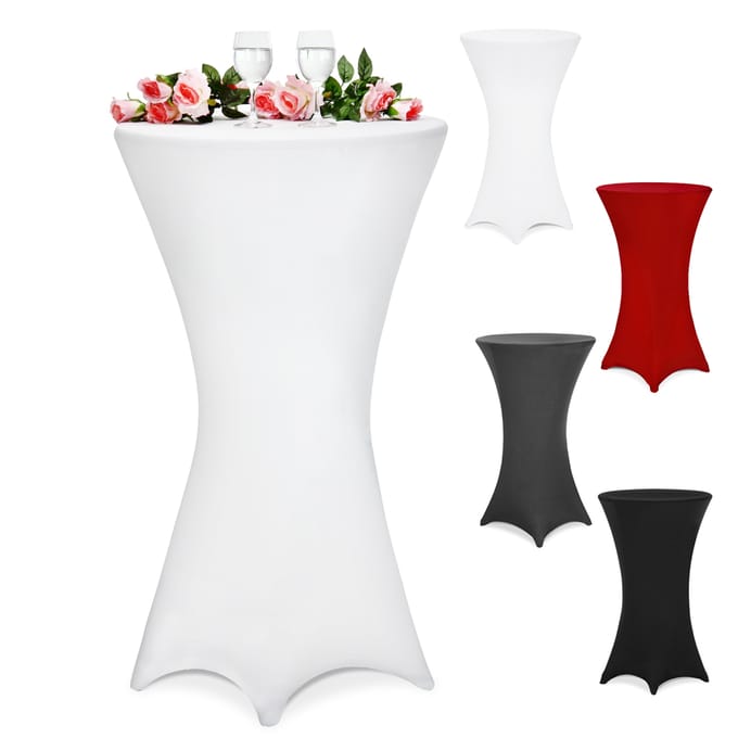 Deuba Statafelrok Tafelkleed Stretch 30°C Wasbaar Ø 60 cm Wit