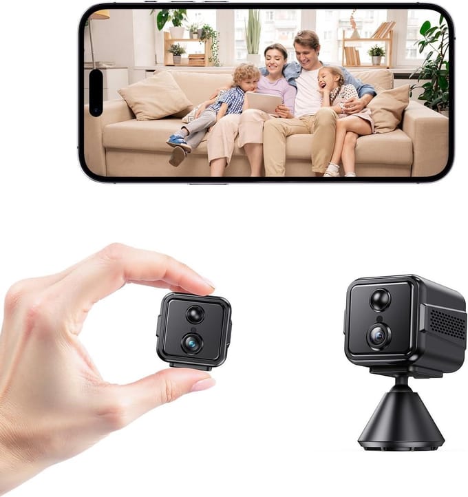 Draadloze Camera - Mini Beveiliging - Thuisbewaking Binnen - Magnetische Houder - 40x40x51mm - Zwart