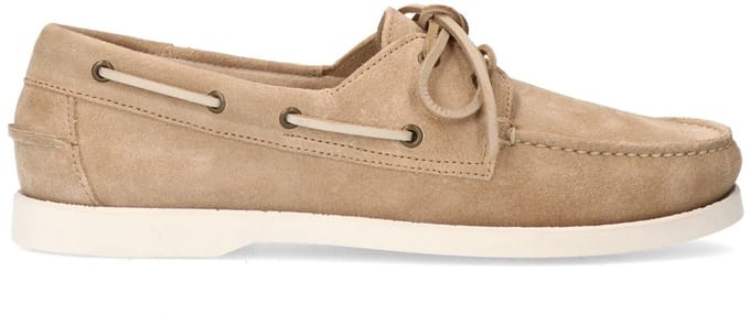 Manfield - Heren - Beige suède bootschoenen - Maat 42