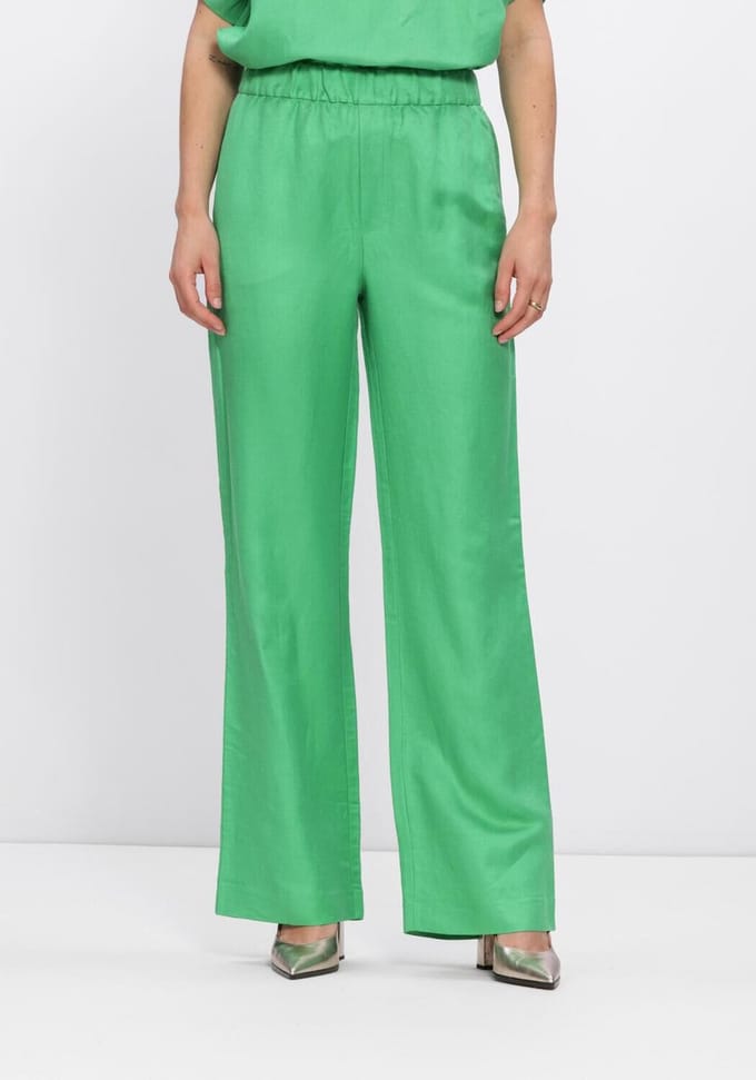 Minus Mssabbi Linen Pant Broeken Dames - Groen - Maat 36