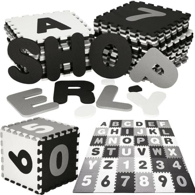 Springos Speelmat | Speelmat Foam | Puzzelmat | 36 Stukken | Letters & Cijfers | 175 X 175 CM